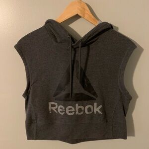 Reebok gray cropped sleeveless hoodie medium